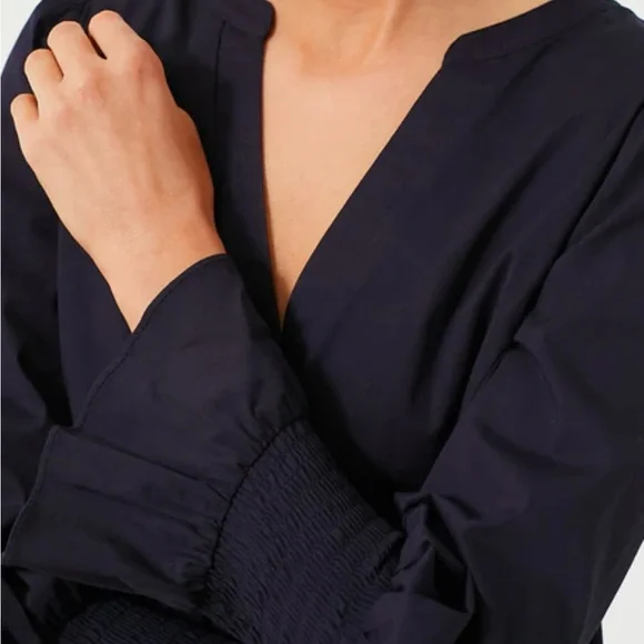 Navy Tiered Long Sleeve Dress - Picture 4 of 7